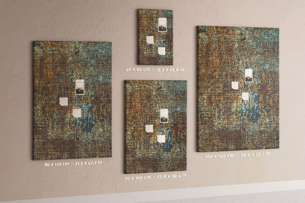 Cork notice board Rustic texture with blue accents