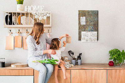Cork notice board Rustic texture with blue accents