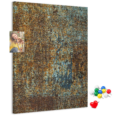 Cork notice board Rustic texture with blue accents