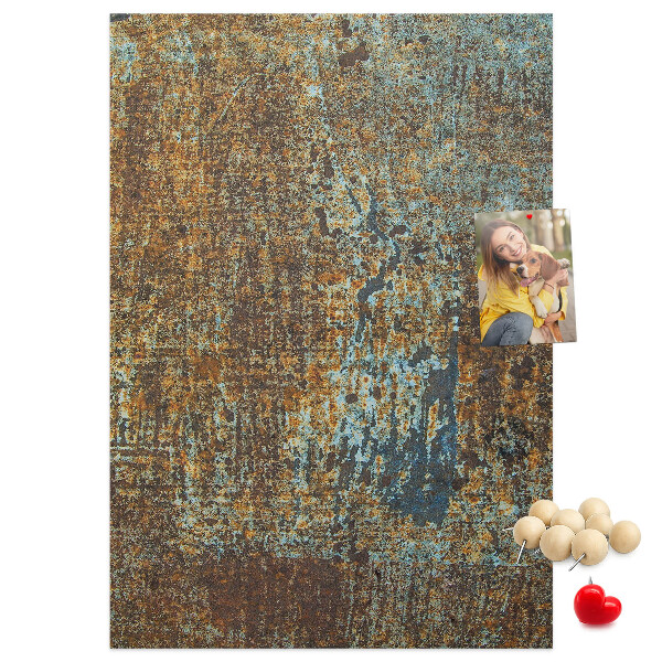 Cork notice board Rustic texture with blue accents