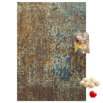 Cork notice board Rustic texture with blue accents