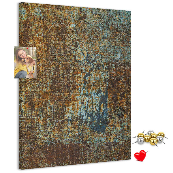 Cork notice board Rustic texture with blue accents