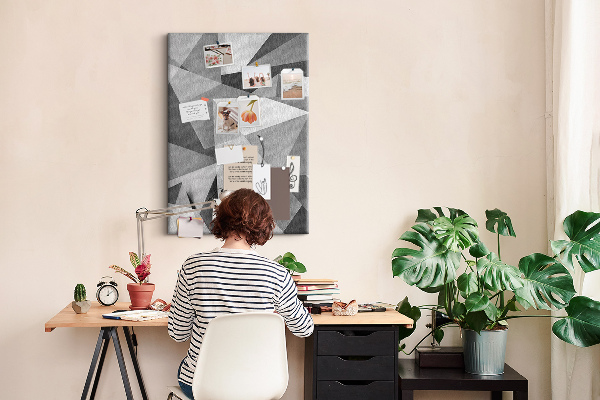 Wall cork memo board Abstract grayscale pattern with triangles