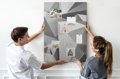 Wall cork memo board Abstract grayscale pattern with triangles