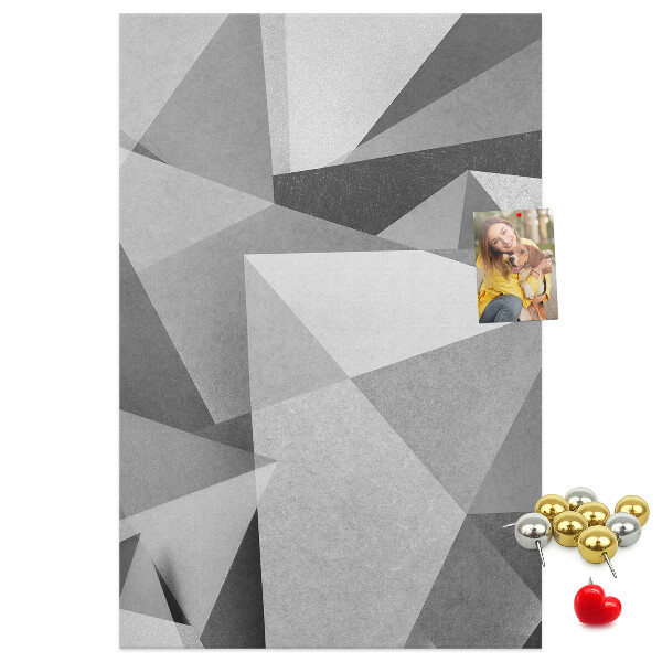 Wall cork memo board Abstract grayscale pattern with triangles