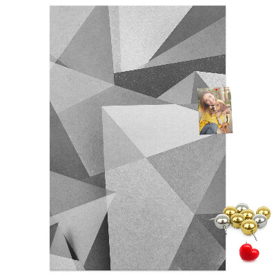 Wall cork memo board Abstract grayscale pattern with triangles