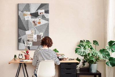 Wall cork memo board Abstract grayscale pattern with triangles