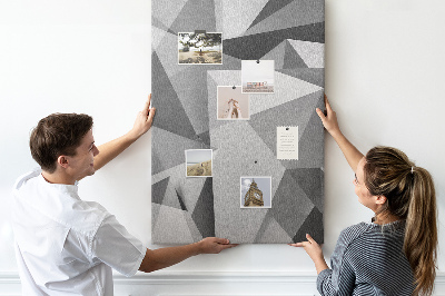 Wall cork memo board Abstract grayscale pattern with triangles