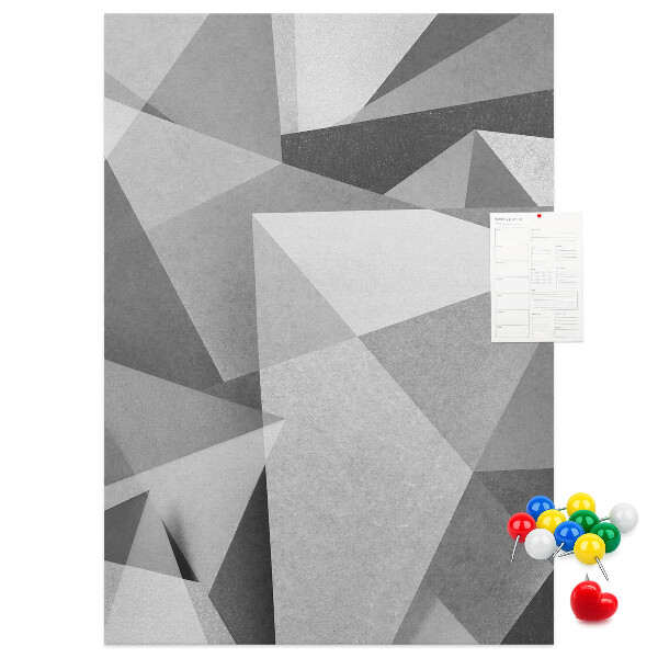 Wall cork memo board Abstract grayscale pattern with triangles