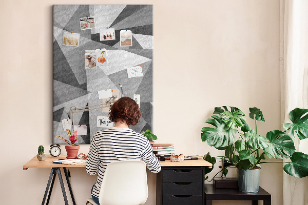 Wall cork memo board Abstract grayscale pattern with triangles