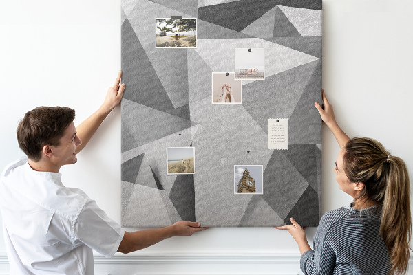 Wall cork memo board Abstract grayscale pattern with triangles