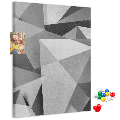 Wall cork memo board Abstract grayscale pattern with triangles