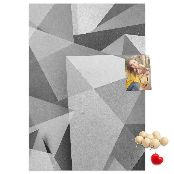 Wall cork memo board Abstract grayscale pattern with triangles