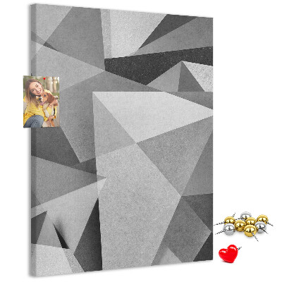 Wall cork memo board Abstract grayscale pattern with triangles