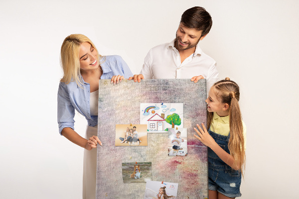 Memo cork board Delicate pastel spots on the background