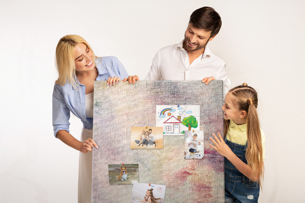 Memo cork board Delicate pastel spots on the background
