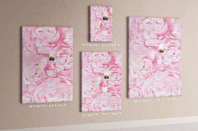 Cork notice board Delicate pink peonies in full bloom