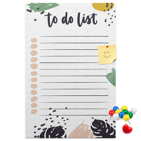 Pin board Colorful leaves on a to-do list background
