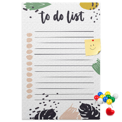 Pin board Colorful leaves on a to-do list background