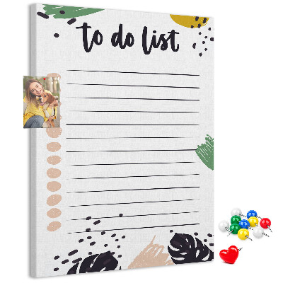 Pin board Colorful leaves on a to-do list background