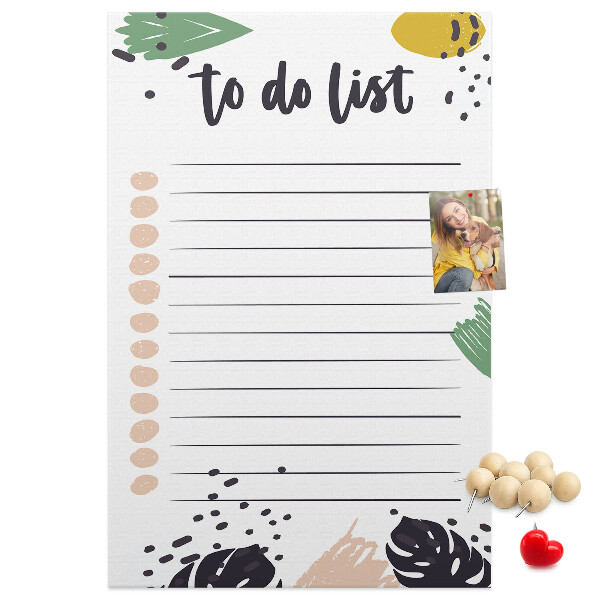 Pin board Colorful leaves on a to-do list background