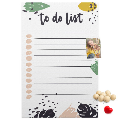Pin board Colorful leaves on a to-do list background