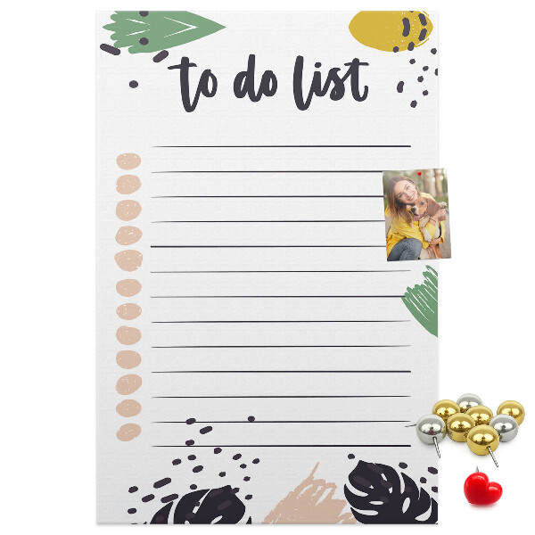 Pin board Colorful leaves on a to-do list background