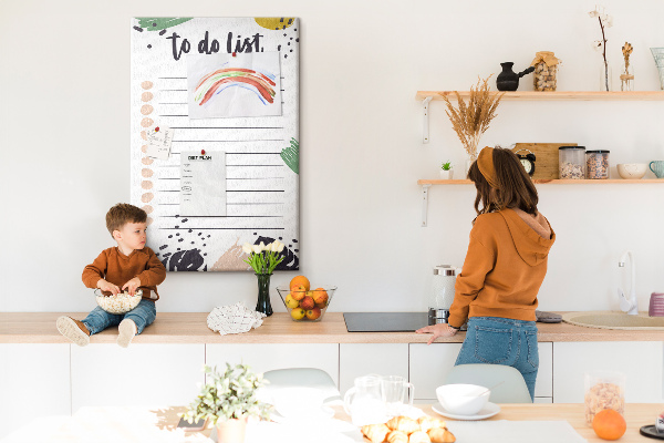 Pin board Colorful leaves on a to-do list background