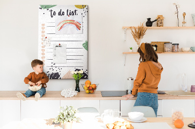 Pin board Colorful leaves on a to-do list background