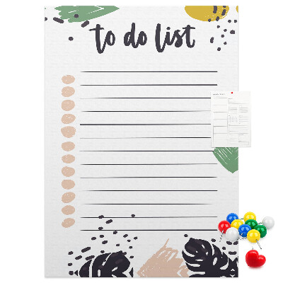Pin board Colorful leaves on a to-do list background