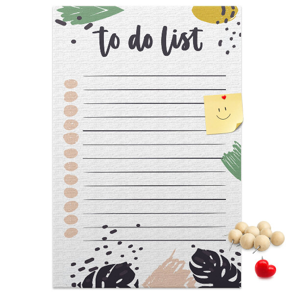 Pin board Colorful leaves on a to-do list background