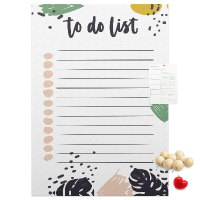 Pin board Colorful leaves on a to-do list background