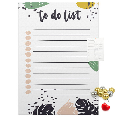 Pin board Colorful leaves on a to-do list background