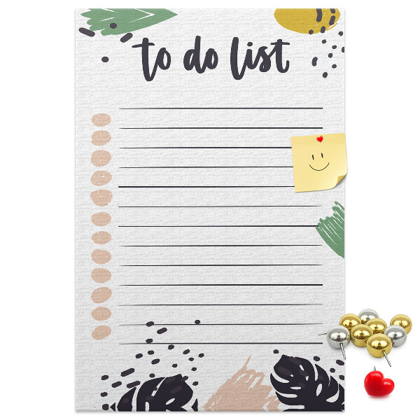 Pin board Colorful leaves on a to-do list background
