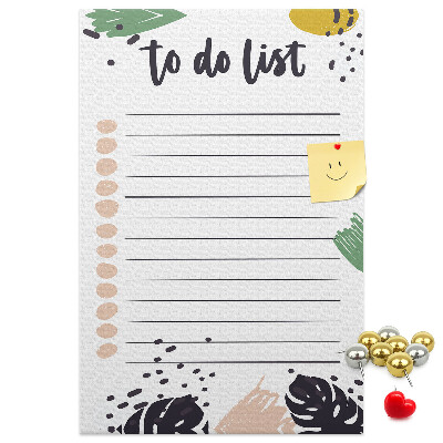 Pin board Colorful leaves on a to-do list background