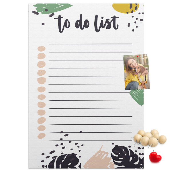 Pin board Colorful leaves on a to-do list background