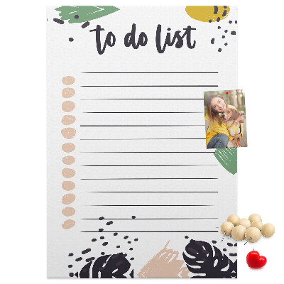 Pin board Colorful leaves on a to-do list background