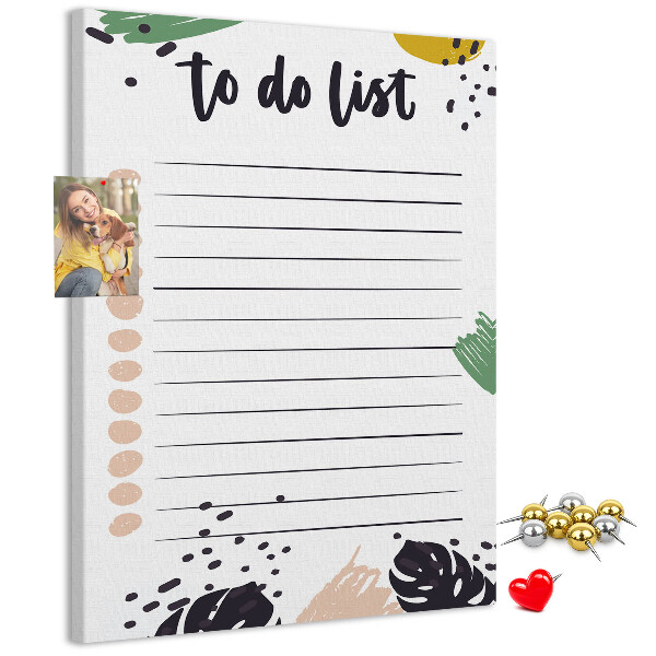 Pin board Colorful leaves on a to-do list background