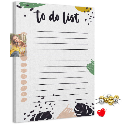 Pin board Colorful leaves on a to-do list background