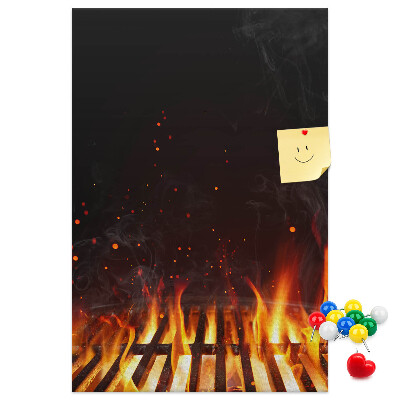 Wall cork memo board A blazing fire with smoke rising