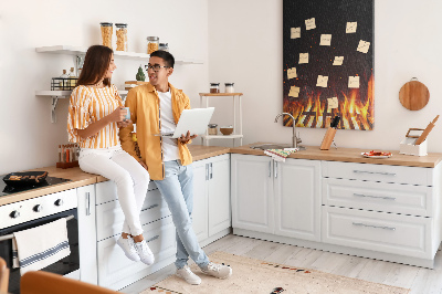 Wall cork memo board A blazing fire with smoke rising