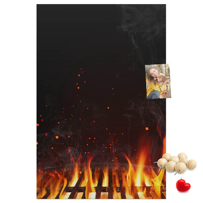 Wall cork memo board A blazing fire with smoke rising