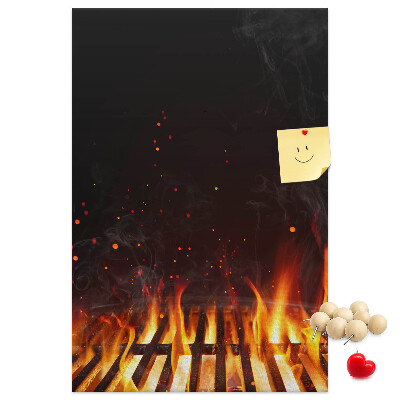 Wall cork memo board A blazing fire with smoke rising