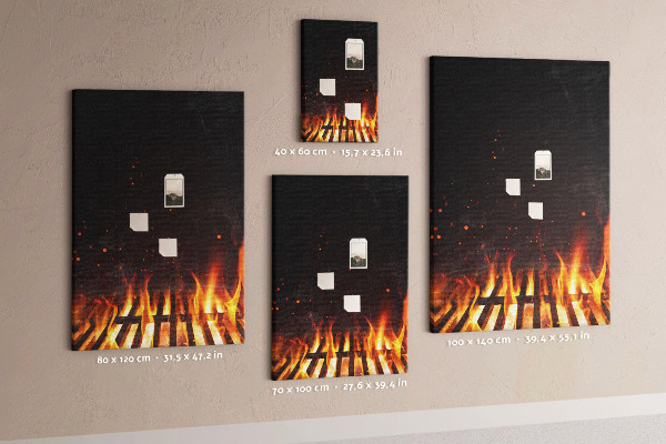 Wall cork memo board A blazing fire with smoke rising