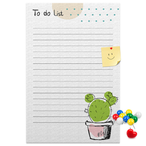 Memo cork board Potted cactus on the to-do list