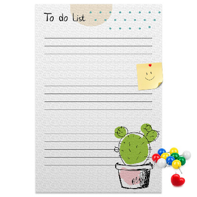 Memo cork board Potted cactus on the to-do list