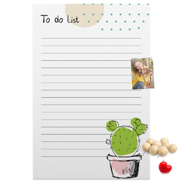 Memo cork board Potted cactus on the to-do list