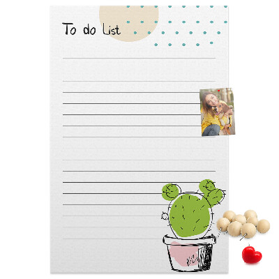 Memo cork board Potted cactus on the to-do list