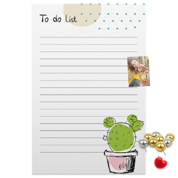 Memo cork board Potted cactus on the to-do list