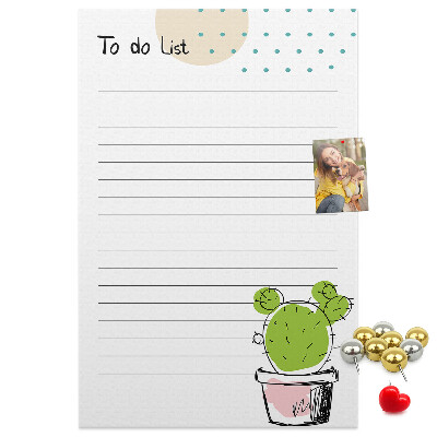 Memo cork board Potted cactus on the to-do list